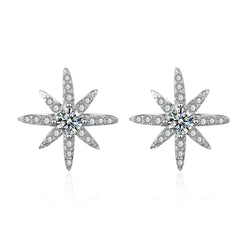 Cubic Zirconia & Silver-Plated Star Stud Earrings