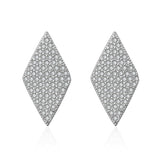 Cubic Zirconia & Silvertone Pavé Rhombus Stud Earrings