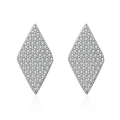 Cubic Zirconia & Silver-Plated Pavé Rhombus Stud Earrings