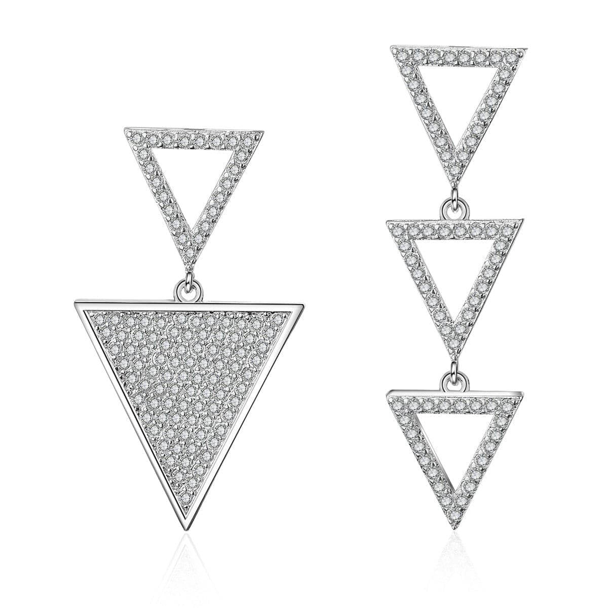 Cubic Zirconia & Silver-Plated Pavé Triangle Drop Earrings