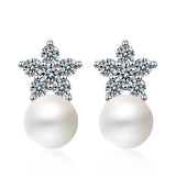 cubic zirconia & Imitation Pearl Plum Stud Earrings - streetregion