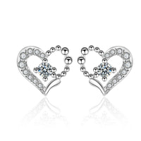 Cubic Zirconia & Silver-Plated Open Heart Stud Earrings