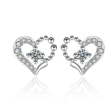Cubic Zirconia & Silver-Plated Open Heart Stud Earrings