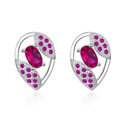 Red Crystal & Cubic Zirconia Silver-Plated Pavé Stud Earrings