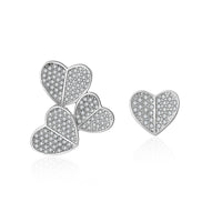 Cubic Zirconia & Silver-Plated Heart Cluster Stud Earrings