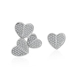 Cubic Zirconia & Silver-Plated Heart Cluster Stud Earrings