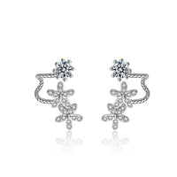 Cubic Zirconia & Silver-Plated Flower Ear Climbers
