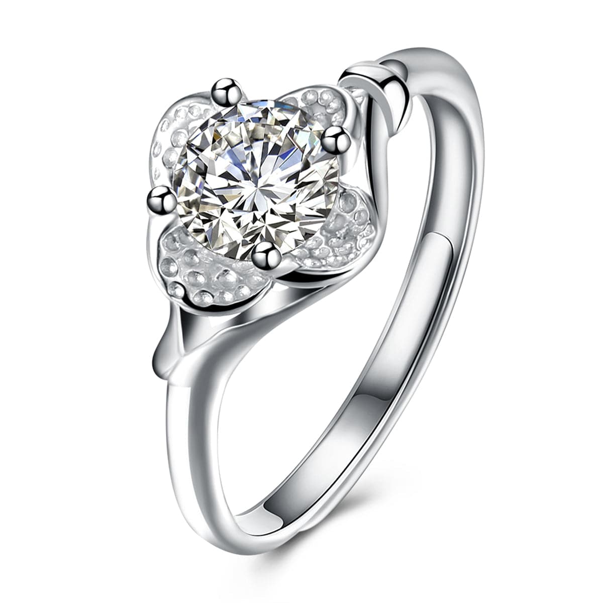 Crystal & Sterling Silver Clover Promise Ring - streetregion
