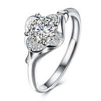 Crystal & Sterling Silver Clover Promise Ring - streetregion