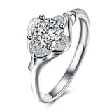 Crystal & Sterling Silver Clover Promise Ring - streetregion