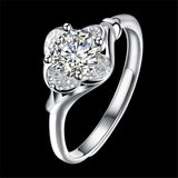 Crystal & Sterling Silver Clover Promise Ring - streetregion