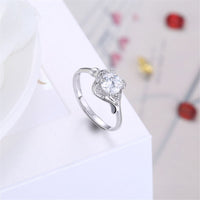 Crystal & Sterling Silver Clover Promise Ring - streetregion