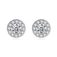 Crystal & Cubic Zirconia Silver-Plated Round Halo Stud Earrings