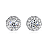 Crystal & Cubic Zirconia Silver-Plated Round Halo Stud Earrings