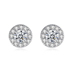 Crystal & Cubic Zirconia Silver-Plated Round Halo Stud Earrings