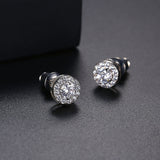 Crystal & Cubic Zirconia Silver-Plated Round Halo Stud Earrings