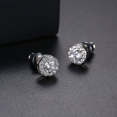 Crystal & Cubic Zirconia Silver-Plated Round Halo Stud Earrings
