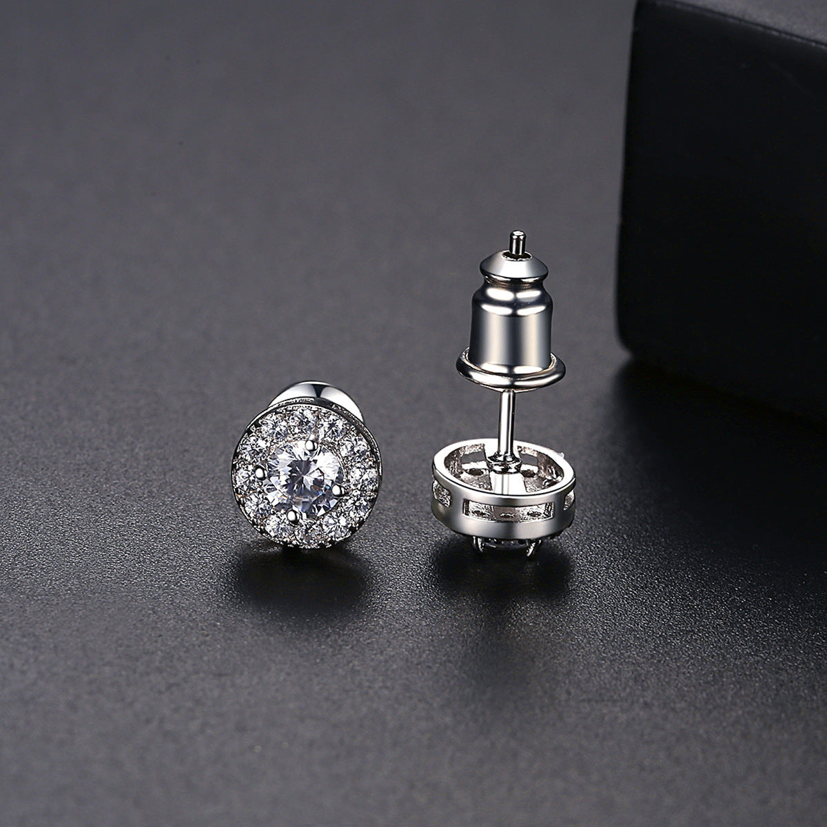 Crystal and Cubic Zirconia Silver-Plated Round Halo Stud Earrings, silver stud earrings for women, lifestyle look