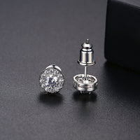 Crystal & Cubic Zirconia Silver-Plated Round Halo Stud Earrings