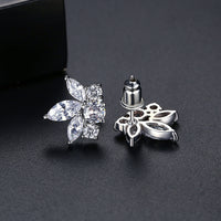 Marquise-Cut Crystal & Silver-Plated Flower Stud Earrings