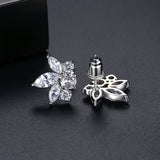 Marquise-Cut Crystal & Silver-Plated Flower Stud Earrings