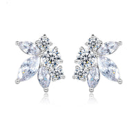 Marquise-Cut Crystal & Silver-Plated Flower Stud Earrings