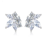 Marquise-Cut Crystal & Silver-Plated Flower Stud Earrings