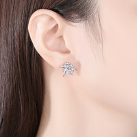 Marquise-Cut Crystal & Silver-Plated Flower Stud Earrings
