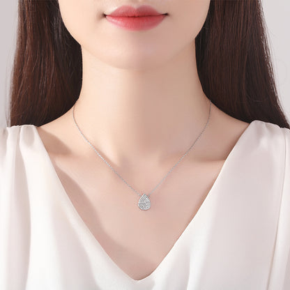 Cubic Zirconia and Silver-Plated Drop Pendant Necklace, silver pendant necklace for women, lifestyle look