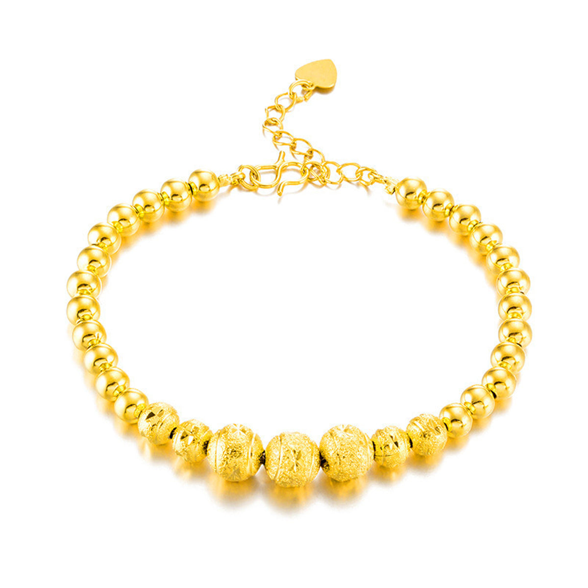 18K Gold-Plated Frosted Bead Bracelet, gold bracelet for women, dainty minimalist design, detail close-up