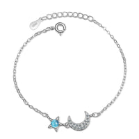 Blue Crystal & cubic zirconia Star & Moon Bracelet - streetregion