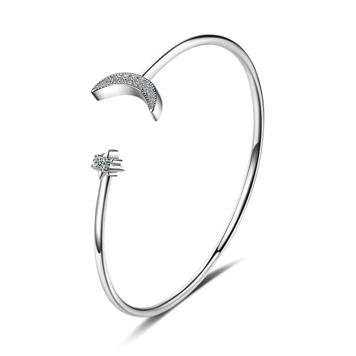 Cubic Zirconia & Silver-Plated Moon Star Cuff