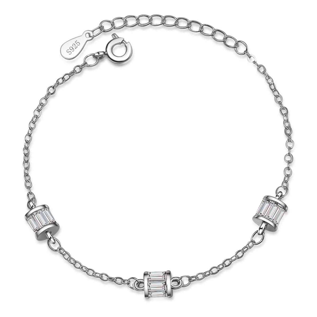 Cubic Zirconia & Silver-Plated Cage Charm Bracelet