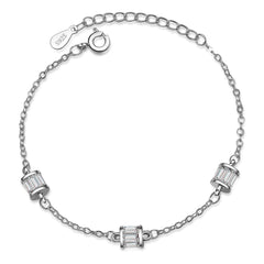 Cubic Zirconia & Silver-Plated Cage Charm Bracelet