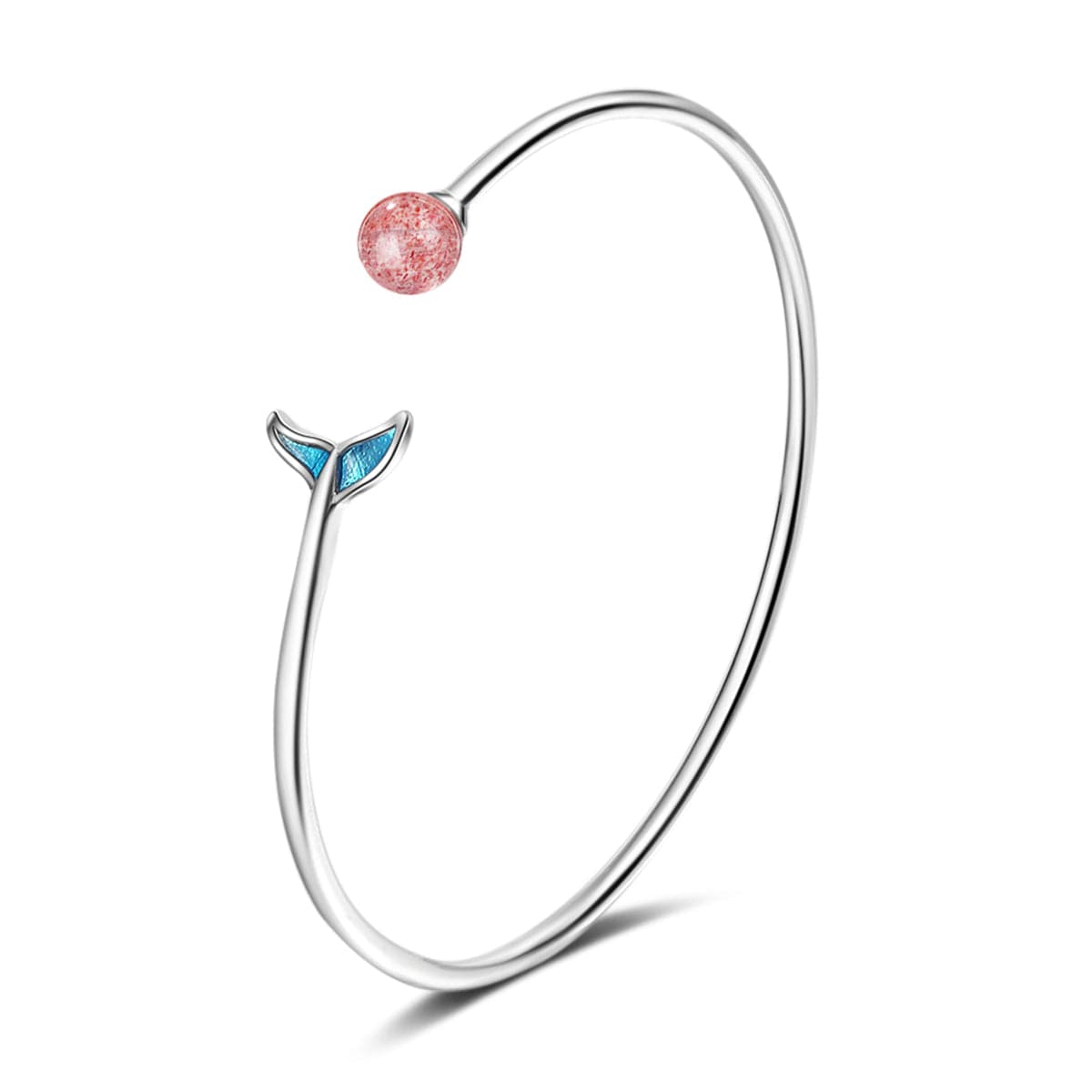 Strawberry Red Crystal & Silver-Plated Fish Tail Cuff