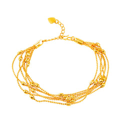 24K Gold-Plated Circle Bead Layered Station Bracelet
