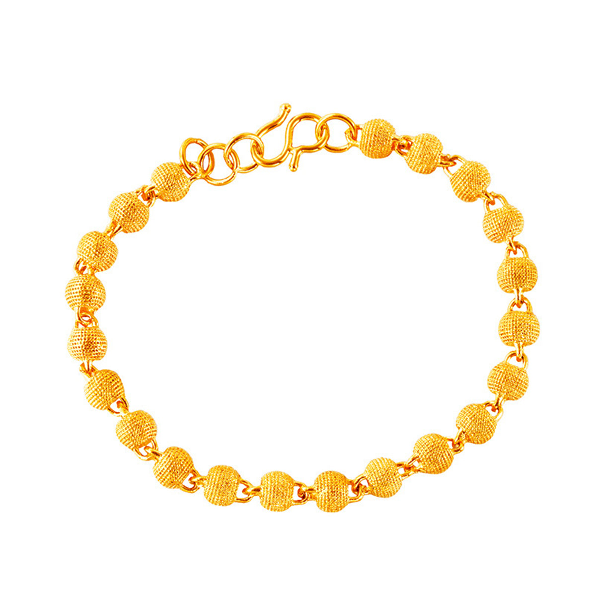 24K Gold-Plated Frosted Bead Bracelet, gold bracelet for women, elegant gift for her, side view