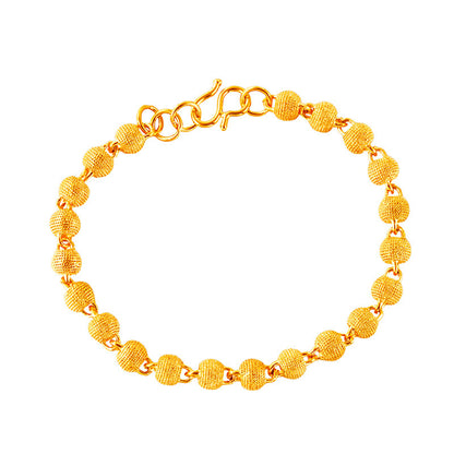 24K Gold-Plated Frosted Bead Bracelet, gold bracelet for women, elegant gift for her, side view