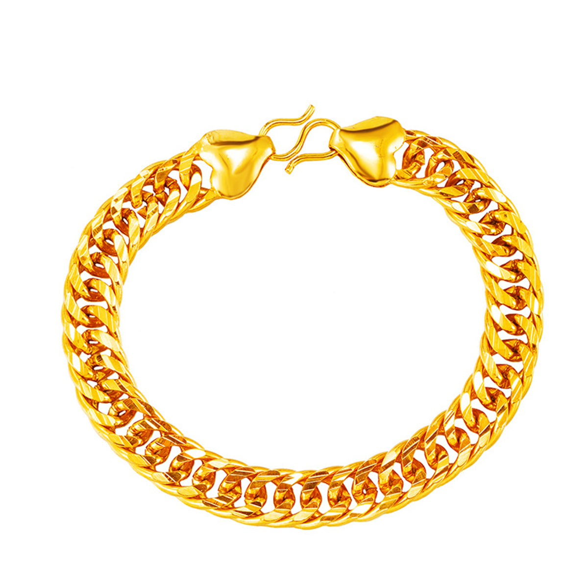 24K Gold-Plated Figaro Link Bracelet, gold bracelet for women, elegant gift for her, side view