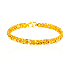 24K Gold-Plated Frosted Link Bracelet