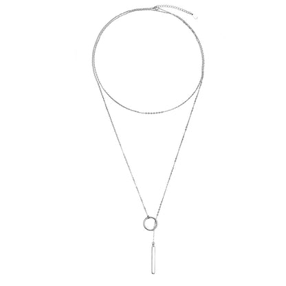 Sterling Silver Lariat Necklace, silver pendant necklace for women, everyday style, front view