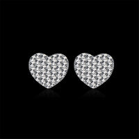 Cubic Zirconia & Sterling Silver Heart Pavé Stud Earrings