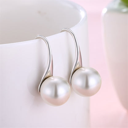 Pearl and Silver-Plated Tapered Drop Earrings, silver drop earrings for women, everyday style, front view