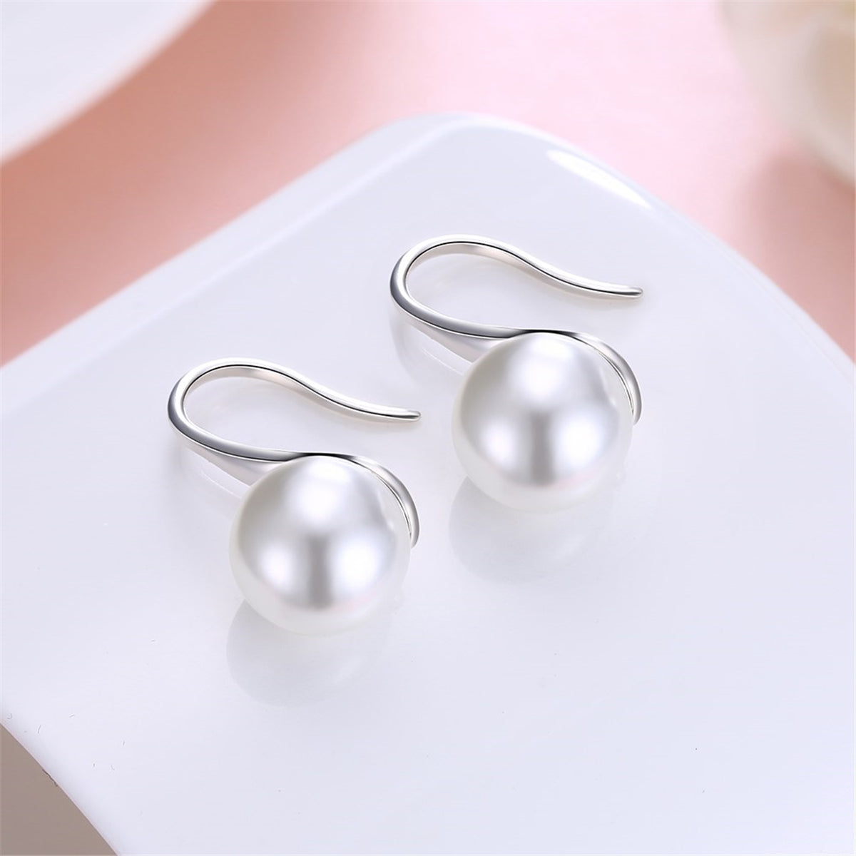 Pearl and Silver-Plated Tapered Drop Earrings, silver drop earrings for women, everyday style, side view