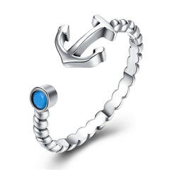 Turquoise & Sterling Silver Anchor Open Ring