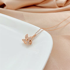 Cubic Zirconia & 18K Rose Gold-Plated Windmill Pendant Necklace