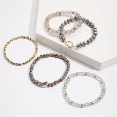 Crystal & Resin Acrylic 18K Gold-Plated Stretch Bracelet Set