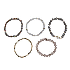 Crystal & Resin Acrylic 18K Gold-Plated Stretch Bracelet Set
