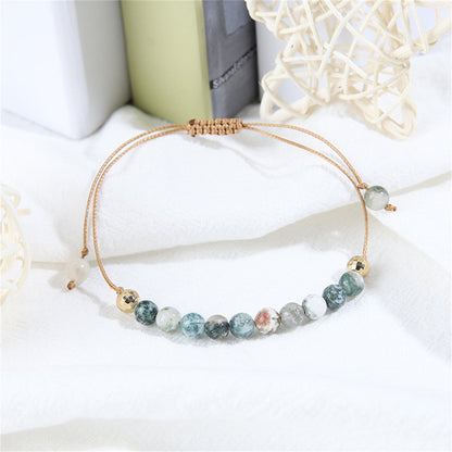 Gray Quartz and Polyster 18K Gold-Plated Adjustable Bracelet, gold bracelet for women, elegant gift for her, side view