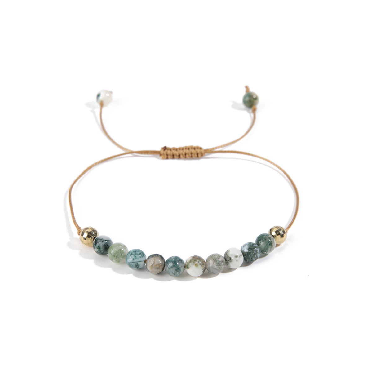 Gray Quartz and Polyster 18K Gold-Plated Adjustable Bracelet, gold bracelet for women, elegant gift for her, detail close-up